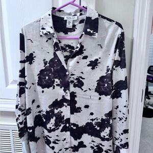 Rachel Zoe Cow Print Patterned Silk Blouse
